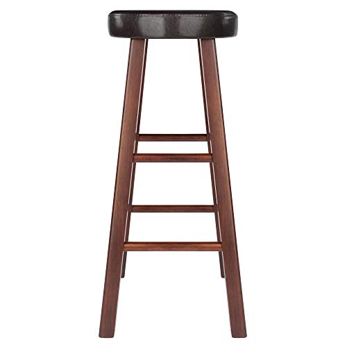 Maria 2-PC Bar Stool Set - Plush Cushion Seat, Solid Wood Frame, Espresso & Walnut Finish - Versatile for Home Bar or Dining - Assembly Required