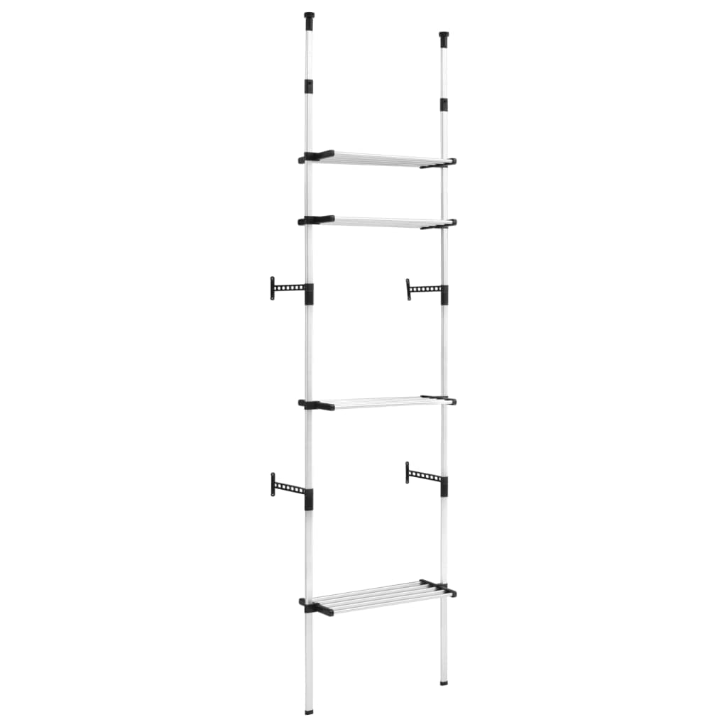 vidaXL Aluminum Telescopic Wardrobe System, Adjustable Closet Organizer with Shelves, Space-Saving, Silver and Black