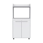 Kitchen Cart Totti, Double Door Cabinet, One Open Shelf, Two Interior Shelves - White