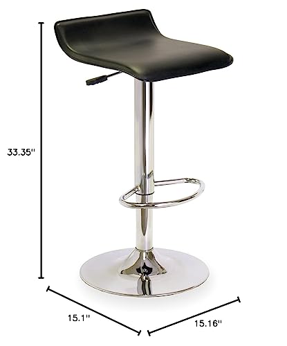 Ergode Wood Spectrum Adjustable Swivel Stool | Sleek & Modern | PVC Seat | Chrome-Plated Steel Base | Adjustable Height & 360 Swivel | Perfect for Kitchen or Home Bar