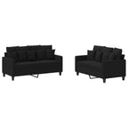 vidaXL Contemporary 2-Piece Sofa Set with Cushions - Durable Black Fabric Upholstery - Metal and Plywood Frame - Comfortable and Stylish Seating Solution