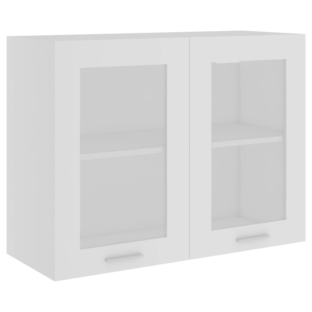 vidaXL - Glass Hanging Cabinet with 2 Shelves - Kitchen Cabinet - White - 80 x 31 x 60 cm