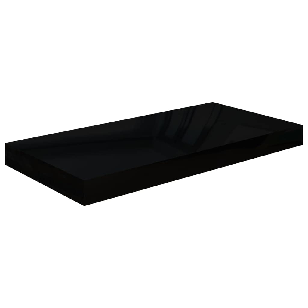 vidaXL 4-Piece Floating Wall Shelves, High Gloss Black Honeycomb MDF and Metal Frame, Invisible Mounting System, 19.7&quot;x9.1&quot;x1.5&quot;