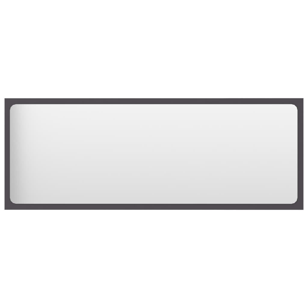 vidaXL Modern Bathroom Mirror, Wall Mounted, Gray, Engineered Wood, Acrylic, 39.4"x0.6"x14.6"