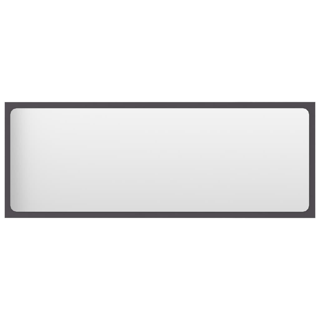 vidaXL Modern Bathroom Mirror, Wall Mounted, Gray, Engineered Wood, Acrylic, 39.4&quot;x0.6&quot;x14.6&quot;