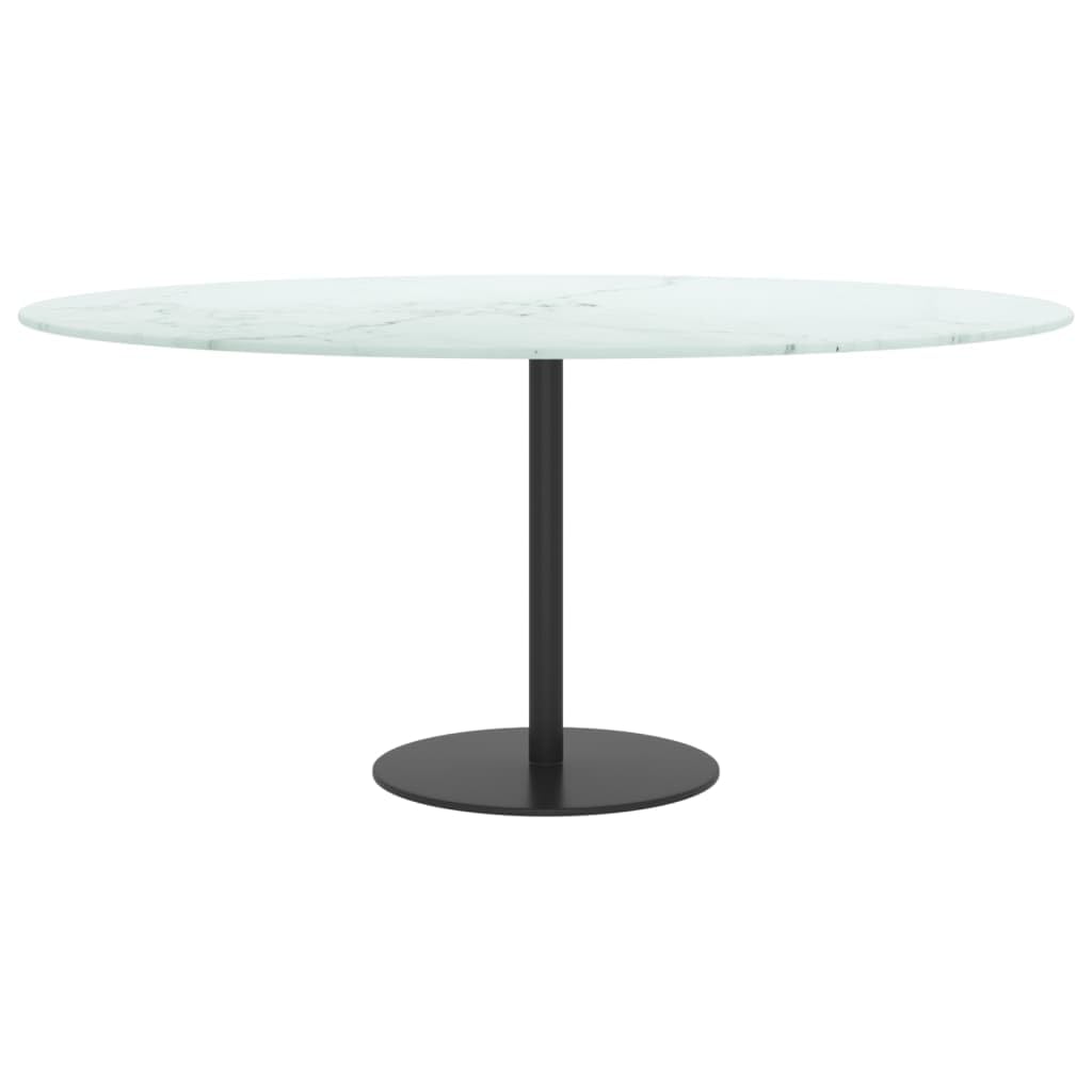 vidaXL Round Tempered Glass Table Top with Marble Design - Thumbnail 2