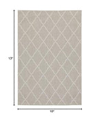 HomeRoots Grey Polypropylene 10’x13’ Gray and Ivory Trellis Indoor Outdoor Area Rug