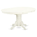 East West Furniture Avt-Lwh-Tp Avon Dining Room Table - An Oval Kitchen Table Top With Butterfly Leaf & Pedestal Base, 42X60 Inch, Linen White