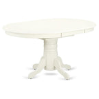 East West Furniture Avt-Lwh-Tp Avon Dining Room Table - An Oval Kitchen Table Top With Butterfly Leaf & Pedestal Base, 42X60 Inch, Linen White