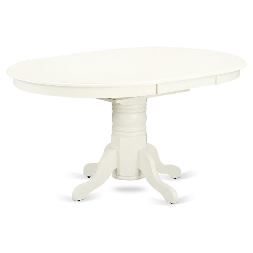 East West Furniture Avt-Lwh-Tp Avon Dining Room Table - An Oval Kitchen Table Top With Butterfly Leaf & Pedestal Base, 42X60 Inch, Linen White