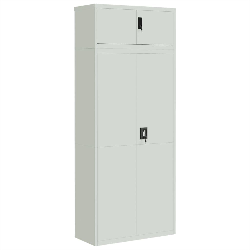 vidaXL File Cabinet, Locking Storage Cabinet with 2 Keys, Filing Cabinet for Home Office, Storage Cupboard, Industrial Style, Light Grey Steel