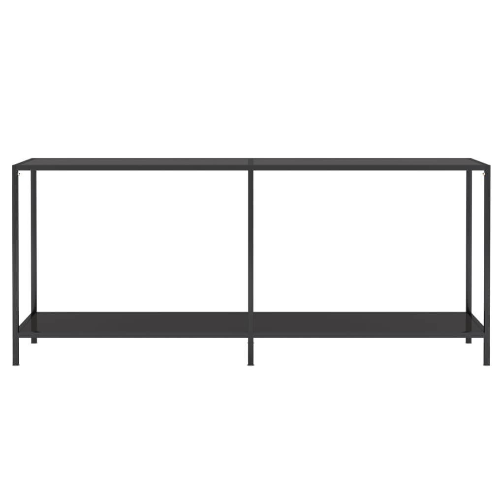 vidaXL Console Table - Black, Tempered Glass and Steel, Modern Style Accommodating Storage, Easy Maintenance, Suitable for Versatile Spaces - 70.9&quot;x13.8&quot;x29.7&quot;