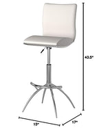 Neos Modern Furniture Set of 2 Height Adjustable Swivel Leatherette Bar Stool with Cushion and Gas Lift, White