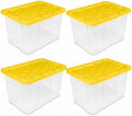 CLMSTE Large Industrial Storage Bins with Lids, 27 Gallon Clear Plastic Tote for Garage & Basement, Heavy Duty Stackable Totes f