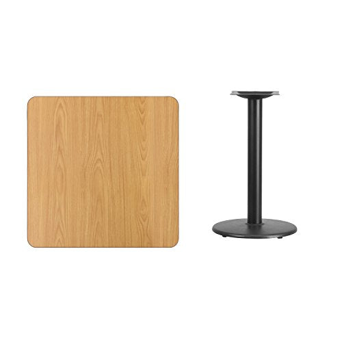 Flash Furniture Graniss 30'' Square Natural Laminate Table Top With 18'' Round Table Height Base