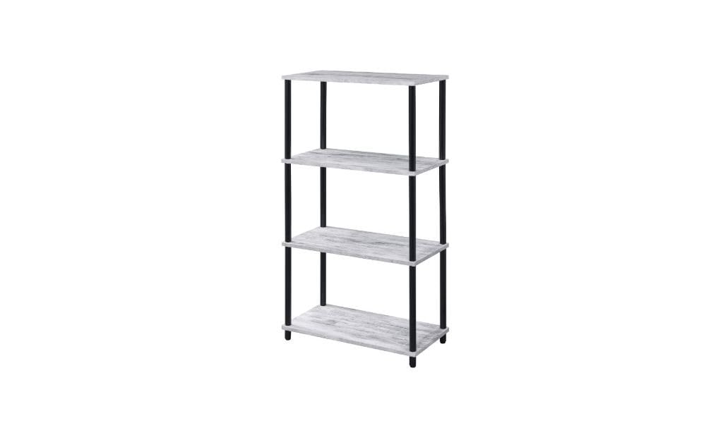 HomeRoots 486301 44 in. Antiqued White Metal Four Tier Etagere Bookcase