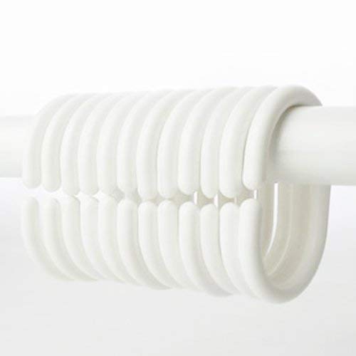 REKARDO Bathroom Shower Plastic Curtain Liner Hook Hooks RingsWhite (12 Pieces)