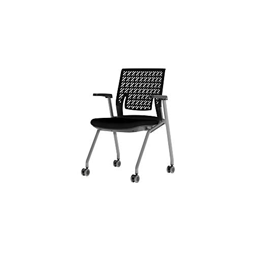 Mayline Thesis Flex Back Training Chairs With Tablet Arm, Set Of 2, Collapsible Personal Work Surface, Nest Or Stack For Easy Storage, Wheeled Base