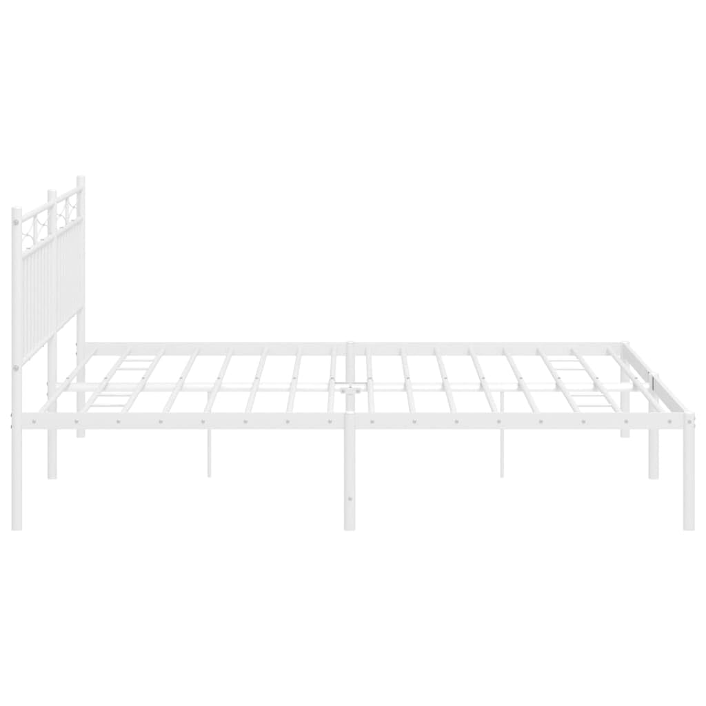 vidaXL 11'' California King Metal Bed Frames with Headboard, Platform Bed Frame with Strong Metal Slats Support, Under Bed Storage, Noise Free, White, Without Mattress