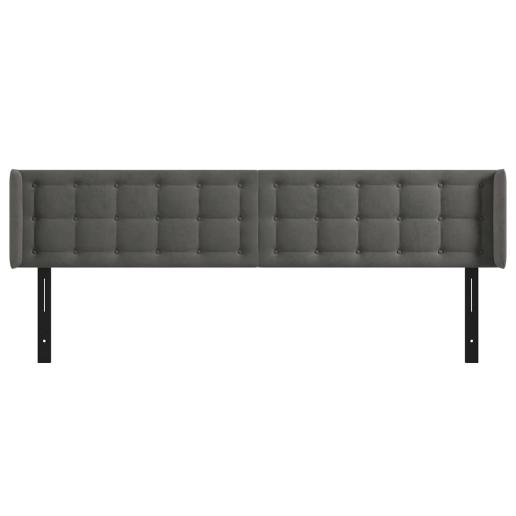 vidaXL Headboard, Upholstered Headboard for Bed Home, Bed Headboard with Ears, Bedroom Furniture, Dark Gray 79.9"x6.3"x30.7"/34.6" Velvet