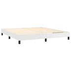 vidaXL Box Spring King Bed Frame in Faux Leather, White, Sturdy Construction, 76"x79.9" Compatible