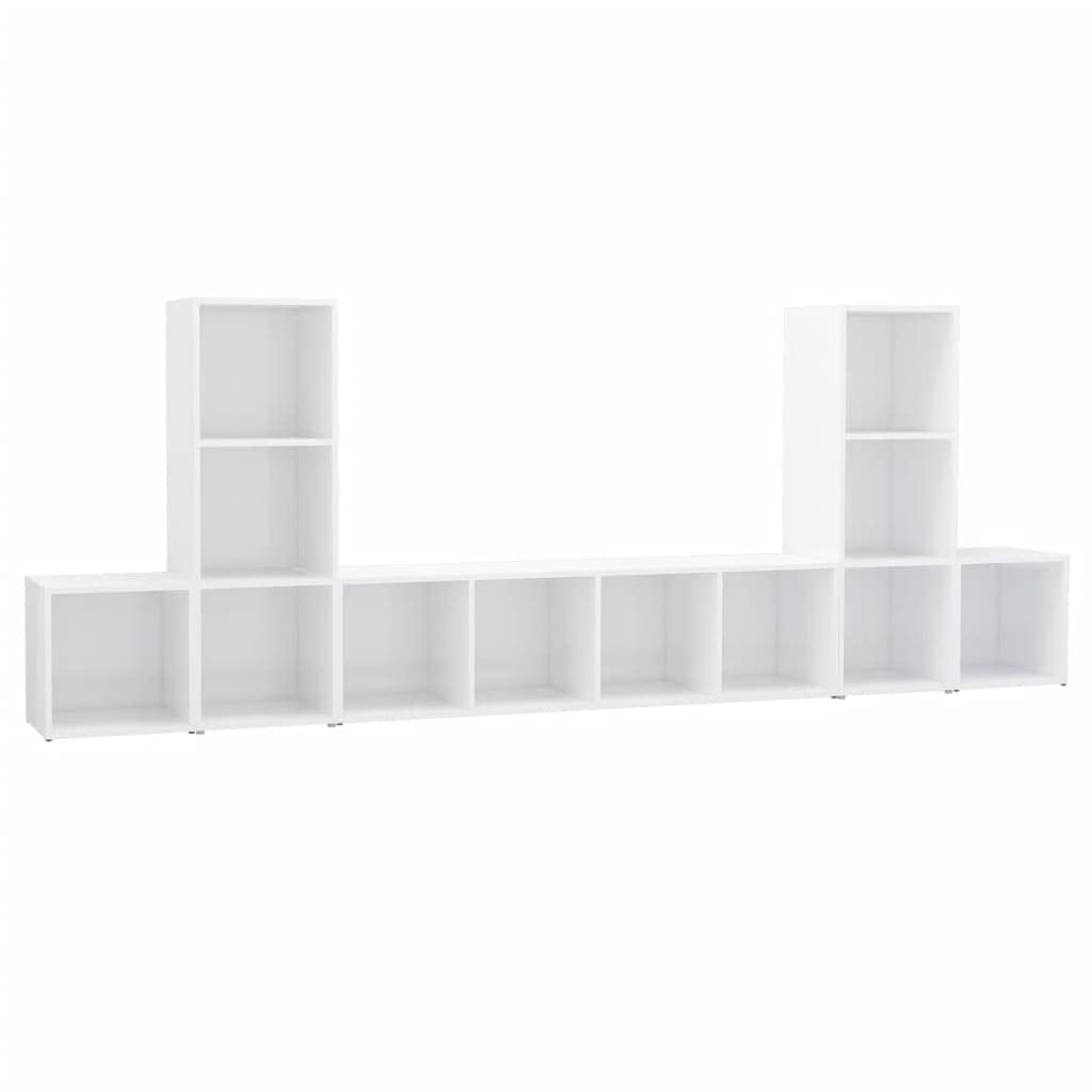 vidaXL TV Stand Set 5 Piece Bedroom Living Room Entertainment Center HiFi Cabinet TV Stand Unit Furniture High Gloss White Engineered Wood