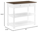 Crosley Furniture Caitlyn Wood Top Kitchen Island With Storage, Microwave Stand, Coffee Bar, White/Dark Brown