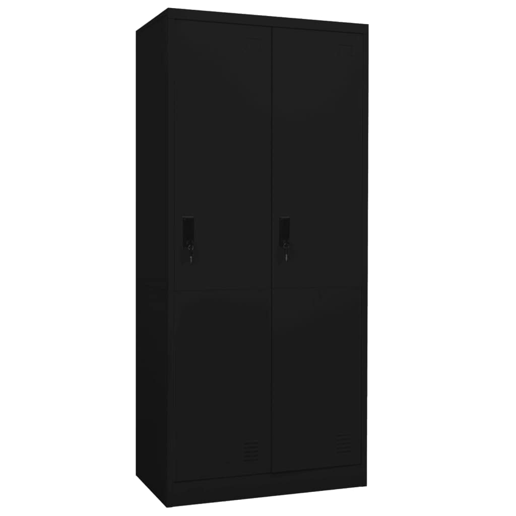 vidaXL Black Steel Wardrobe with Multiple Compartments, Sturdy Construction, Ample Storage Space, Secure Locks