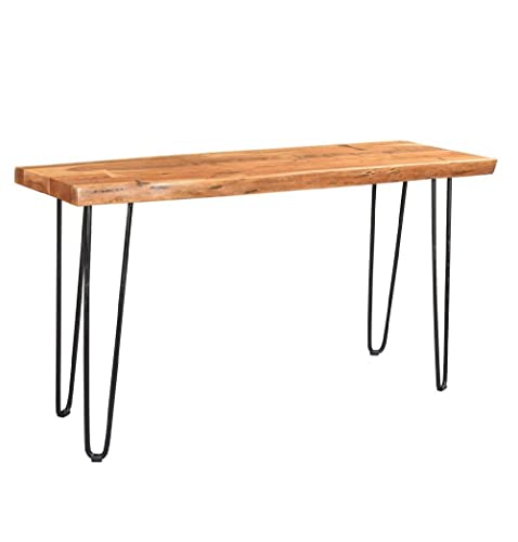 GFURN Driftwood Live Edge Solid Acacia Console Table with Hairpin Legs