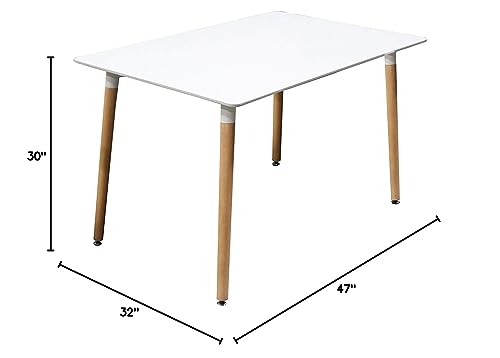 Best Master Furniture Giselle Mid-Century Dining Table Only Only, White
