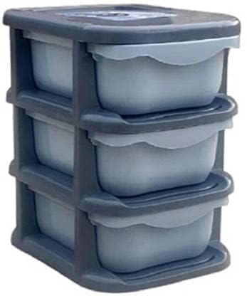 Desctidy 3 Layer (Length 8 Inch,Width  6 Inch,Height  9 Inch) Multipurpose Plastic Modular Drawer Organizer Plastic Boxes For