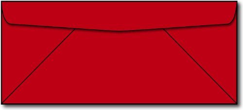 Red #10 Envelopes - 50 Envelopes - 9.5' X 4.125' - Standard Flap