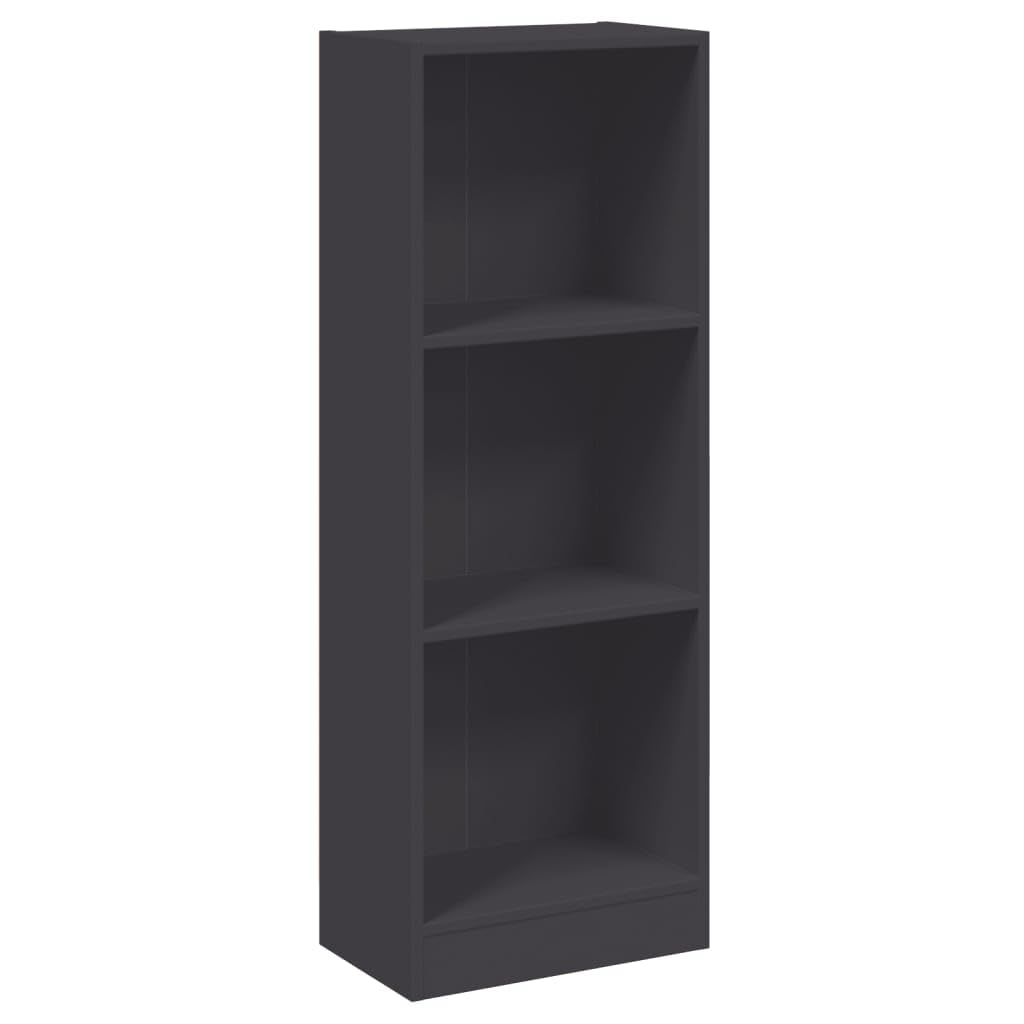 vidaXL Bookshelf, 3-Layer Design Bookcase, Freestanding Display Shelving, Display Shelf for Living Room, Modern, Gray Engineered Wood