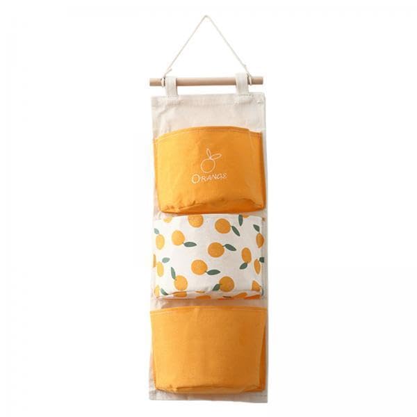 Trendivibe 2Xhanging Storage Bag Wall Door Closet Container For Living Room Organizer 3 Pockets Orange