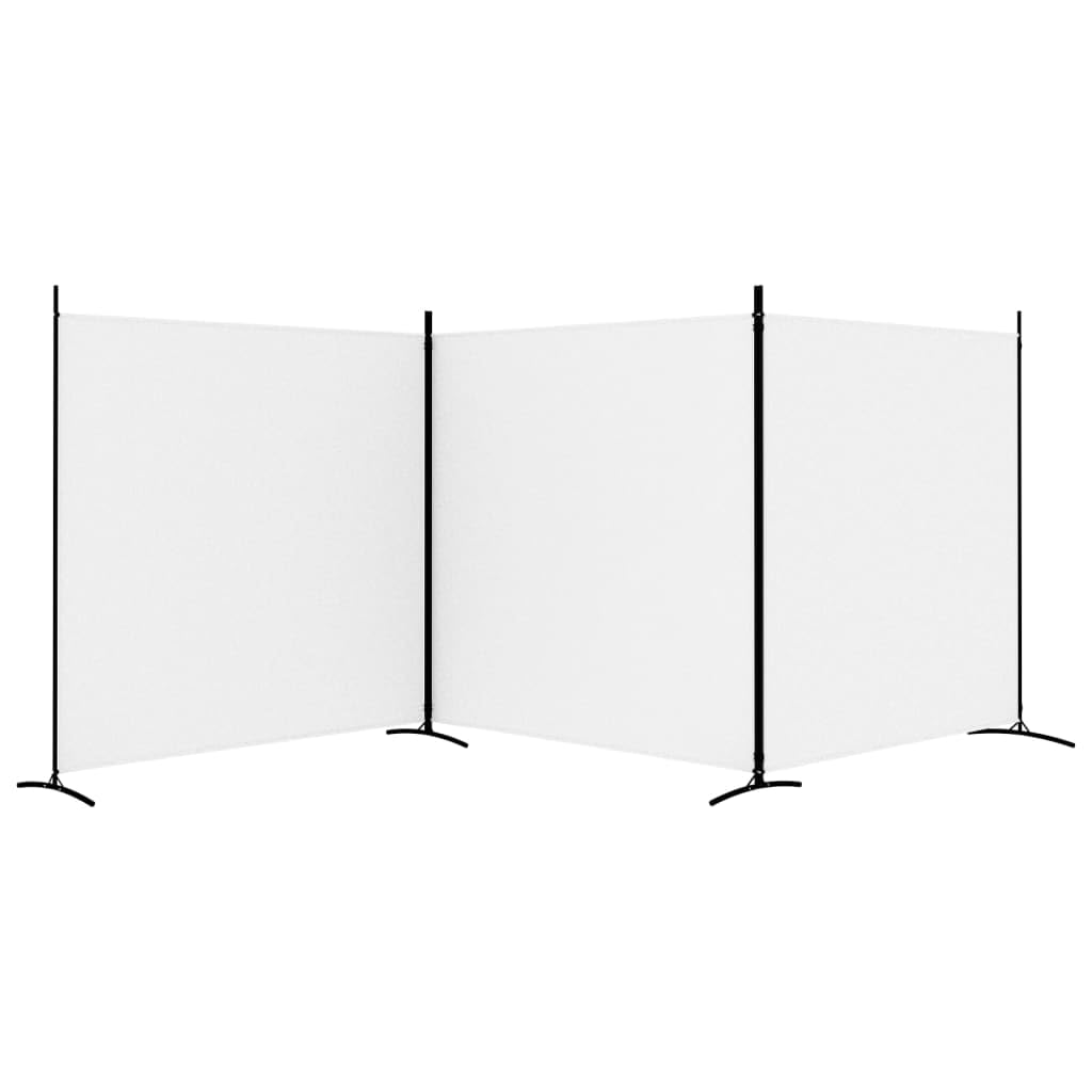 vidaXL 3-Panel White Room Divider, Fabric Privacy Screen, Space Separator, Portable and Foldable, Ideal for Indoor and Outdoor Use, Living Room, Bedroom, Office