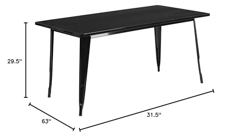 Flash Furniture Charis Commercial Grade 31.5" x 63" Rectangular Green Metal Indoor-Outdoor Table