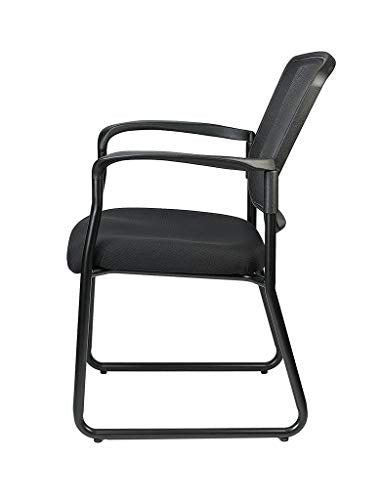 HomeRoots Black Fabric Seat Swivel Adjustable Task Chair Mesh Back Plastic Frame