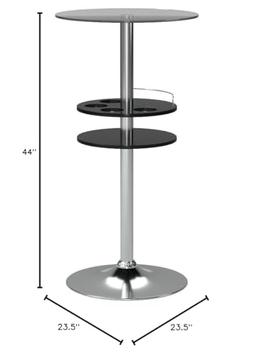 Coaster Furniture Bar Table with Tempered Glass Top and Storage Black 120715