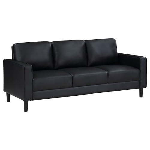 Coaster Home Furnishings Ruth 3-Piece Upholstered Track Arm Faux Leather Sofa Set Black