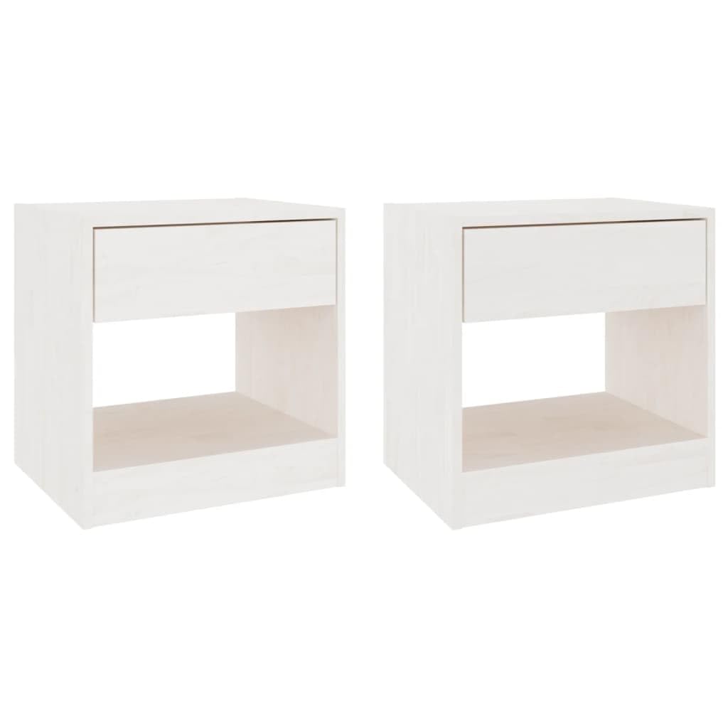 Bussandri Bedside Cabinets 2 Pcs White 40X31X40 Cm Solid Pinewood