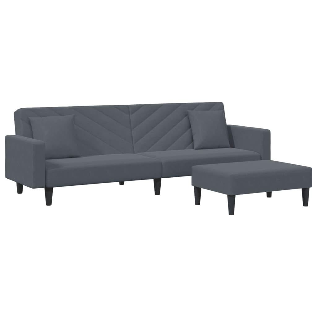 vidaXL 2-Piece Dark Gray Velvet Sofa Set - Thumbnail 3