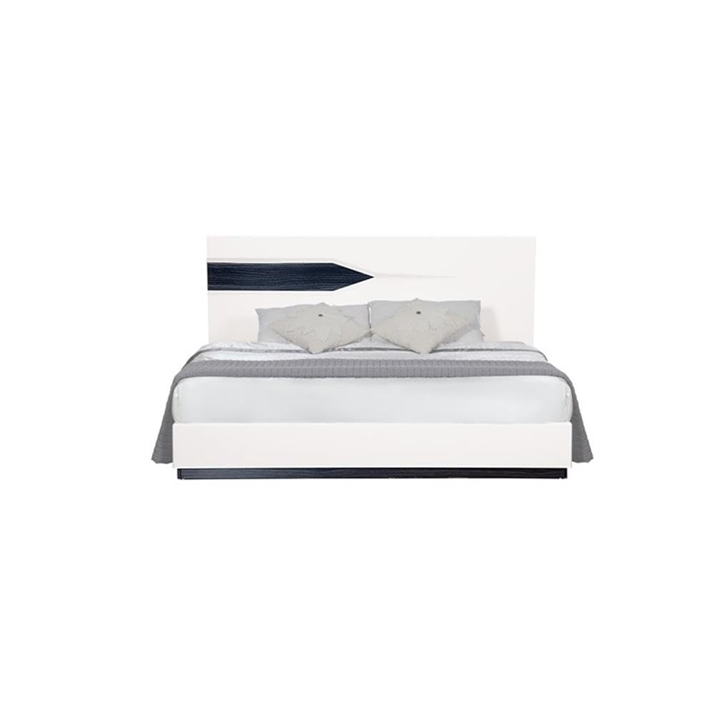 Global Furniture Hudson Bed, Queen, Zebra Grey And White