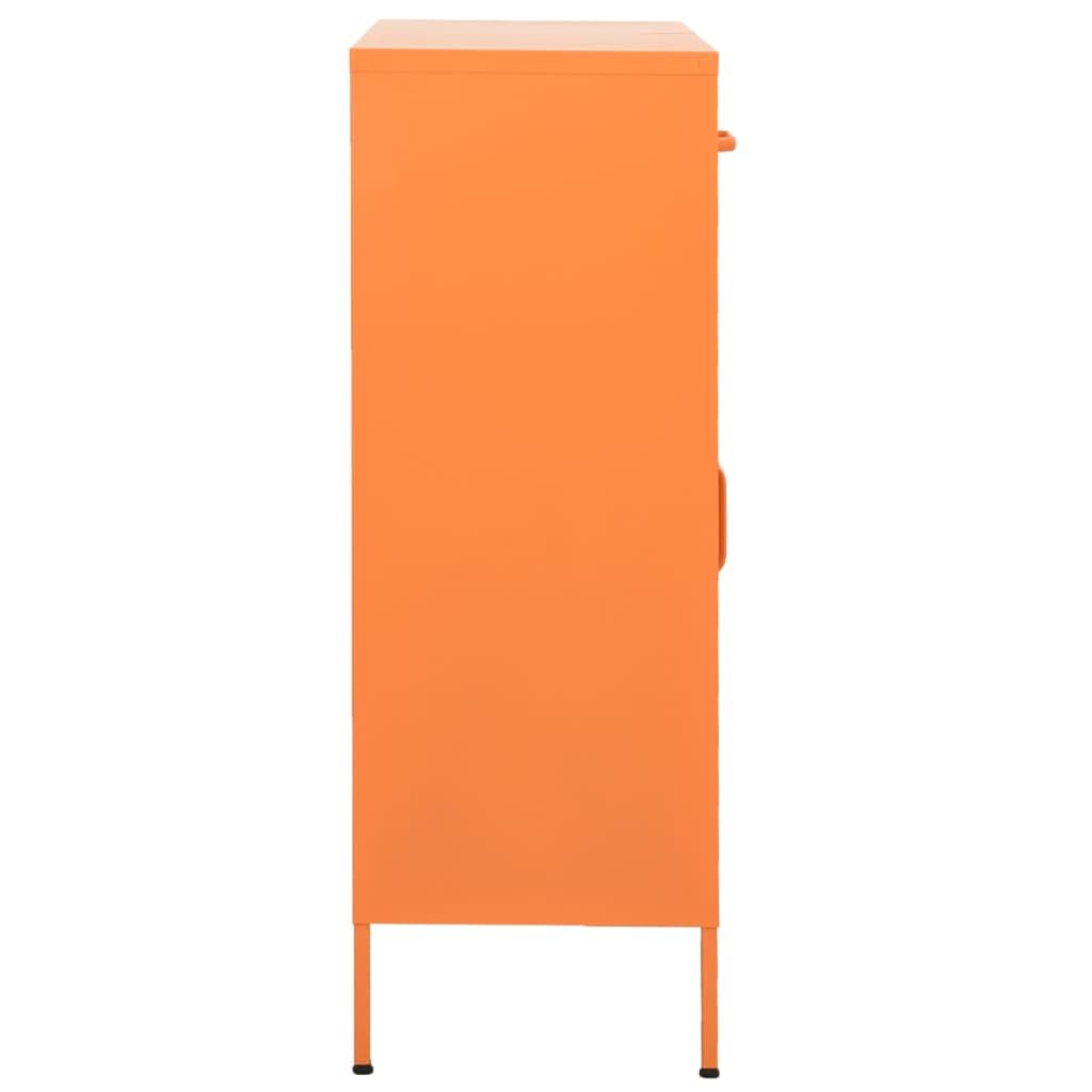 vidaXL Steel Storage Cabinet - Freestanding, Adjustable Shelves, 31.5"x13.8"x40", Industrial-Style Sideboard in Vibrant Orange