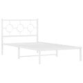 vidaXL White Steel Single Bed Frame with Headboard - Industrial Style, 39.4"x78.7" Mattress Compatible, Bedroom Platform Bed