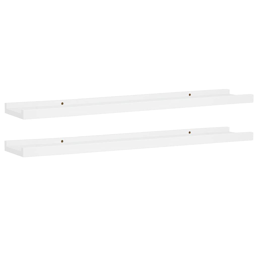 vidaXL Wall Mounted Picture Frame Ledge Shelves - Set of 2 White Modern Design - 31.5&quot;x3.5&quot;x1.2&quot; Durable MDF - Decor and Protection in One