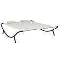 vidaXL Cream Patio Lounge Bed - Weather-Resistant Oxford Fabric and Powder-Coated Steel Frame - Comfort Upgrade with 2 Thick Pillows