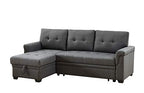 Lilola Home Destiny Dark Gray Linen Reversible Sleeper Sectional Sofa with Storage Chaise