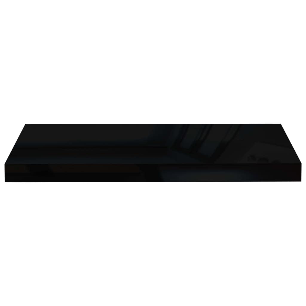 vidaXL Modern Floating Wall Shelf in High Gloss Black, Honeycomb MDF Metal Frame, Easy to Install, 23.6"x9.3"x1.5"