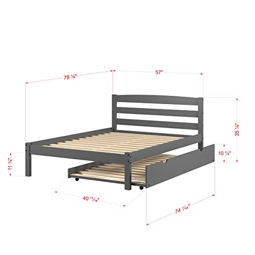 Donco Kids Full Econo Bed with Trundle Bed Dark Grey Finish