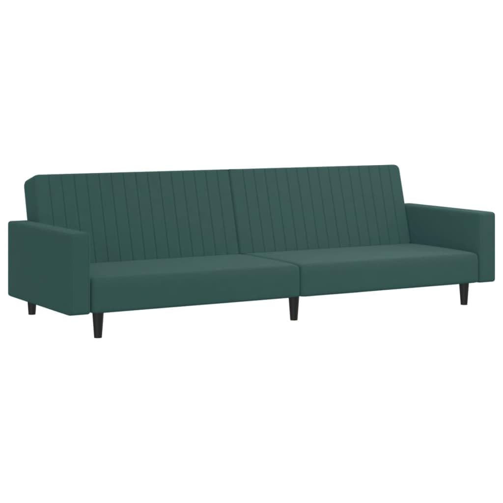 vidaXL Dark Green Velvet Sofa Bed Set - Convertible 2-Piece with Footstool, Modern Design for Living Room/Office, Thick Foam Padded Comfort